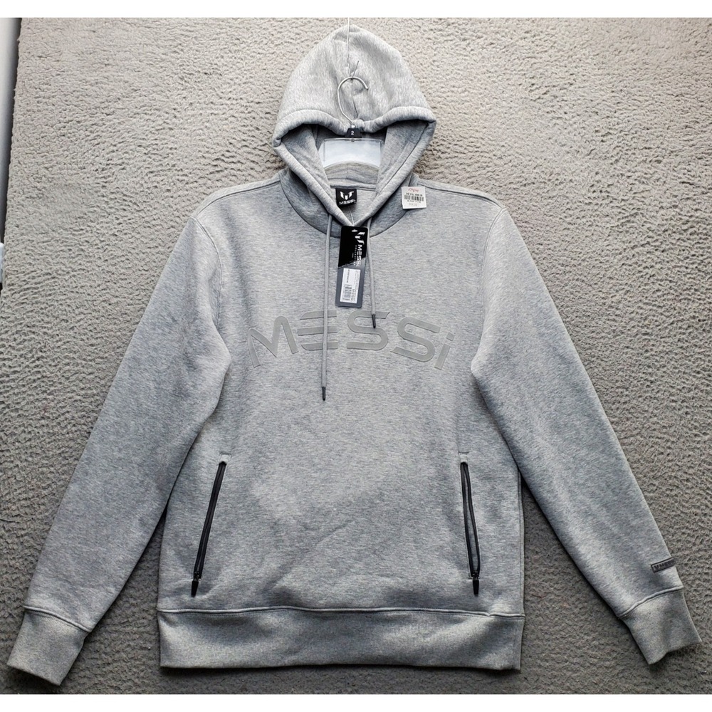 MESSI Collection Active Hoodie Mens S Gray Fleece Lined Long Sleeve Zip Pocket